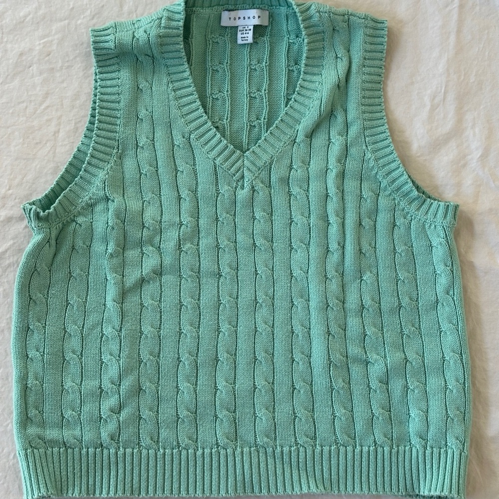 Green Cable Knit Sweater Vest